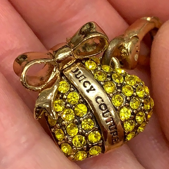 Juicy Couture Jewelry - Juicy Couture YELLOW PAVE BANNER PUFF HEART CHARM SWAROVSKI CRYSTALS